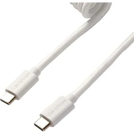 Keychron Coiled Aviator 8K USB-C -> 5-Pin (GX12) M/F adatkábel 1.7m fehér +A-C típusú adapter
