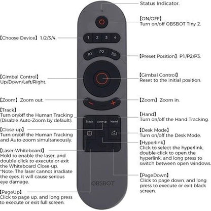 Obsbot Tiny Smart távvezérlő szürke