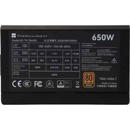 Thermalright TB-650S ATX desktop tápegység 650W 80+ Bronze BOX