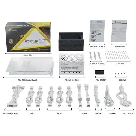 Seasonic FOCUS GX White ATX 3 (2024) ATX desktop tápegység 1000W 80+ Gold BOX