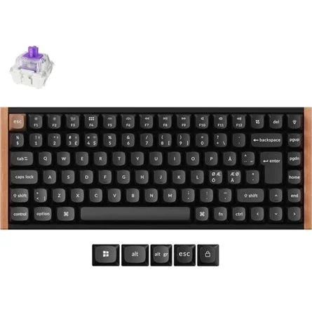 Keychron K2 HE Bluetooth / vezeték nélküli magyar Gateron double-rail magnetic mechanikus billentyűzet fekete-rózsafa