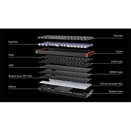 Keychron K2 HE Bluetooth / vezeték nélküli magyar Gateron double-rail magnetic mechanikus billentyűzet fekete-rózsafa