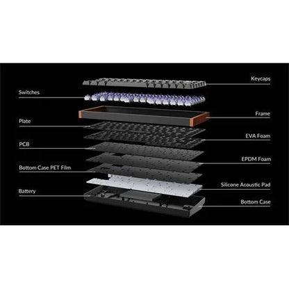 Keychron K2 HE Bluetooth / vezeték nélküli magyar Gateron double-rail magnetic mechanikus billentyűzet fekete-rózsafa