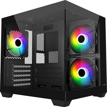FSP S140-BA ARGB táp nélküli ablakos MT Mini Tower számítógépház fekete