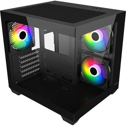 FSP S140-BA ARGB táp nélküli ablakos MT Mini Tower számítógépház fekete
