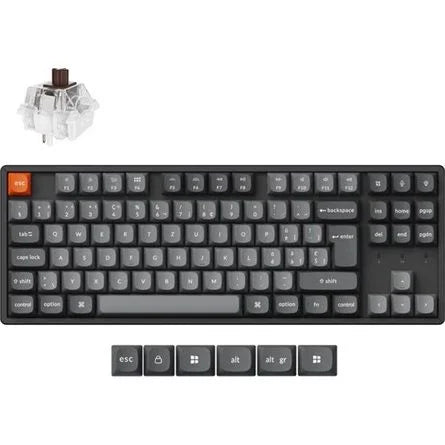 Keychron K8 Max Bluetooth / vezeték nélküli magyar Super Brown mechanikus billentyűzet fekete