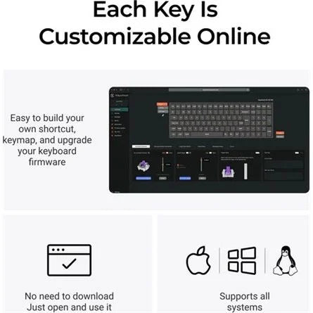 Keychron K4 HE Bluetooth / vezeték nélküli magyar gaming Gateron double-rail magnetic nebula mechanikus billentyűzet fek