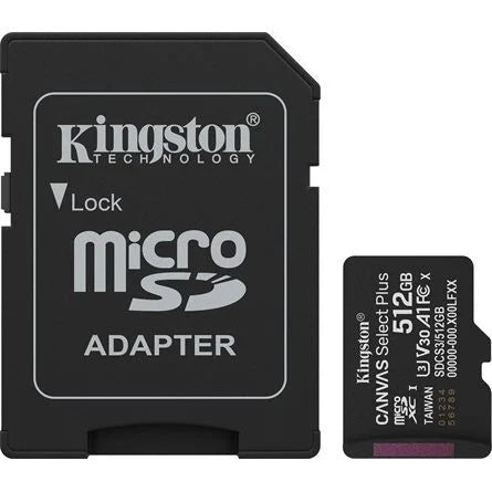Kingston 512GB Canvas Select Plus UHS-1 U3 V30 A1 microSDXC memóriakártya