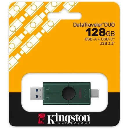 Kingston 128GB DataTraveler Duo G2 USB-A 3.2 Gen1 / USB-C pendrive fekete-zöld