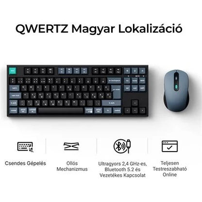 Keychron B33 Bluetooth / vezeték nélküli magyar Scissor Switch mechanikus billentyűzet + egér fekete-szürke