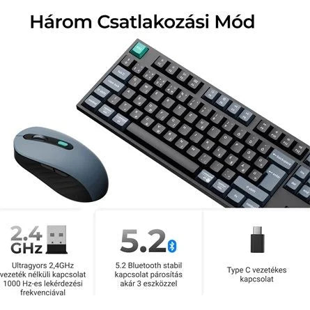 Keychron B33 Bluetooth / vezeték nélküli magyar Scissor Switch mechanikus billentyűzet + egér fekete-szürke