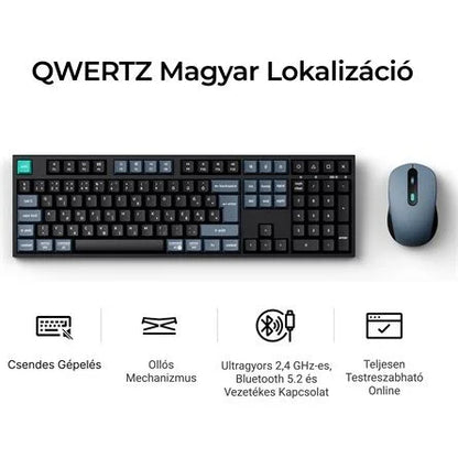 Keychron B36 Bluetooth / vezeték nélküli magyar Scissor Switch mechanikus billentyűzet + egér fekete-szürke