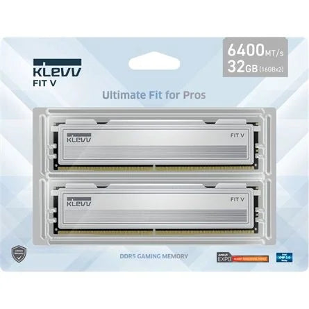 KLEVV FIT V 32GB 6000MT/s DDR5 memória CL28 Kit of 2 AMD-re optimalizált fehér