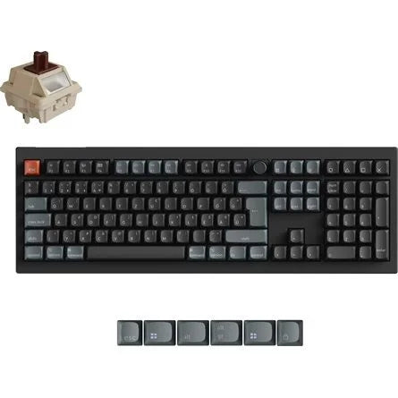 Keychron V6 Ultra 8K Bluetooth / vezeték nélküli magyar Silk POM Brown mechanikus billentyűzet fekete