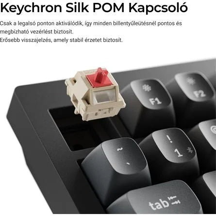 Keychron V6 Ultra 8K Bluetooth / vezeték nélküli magyar Silk POM Banana mechanikus billentyűzet fekete