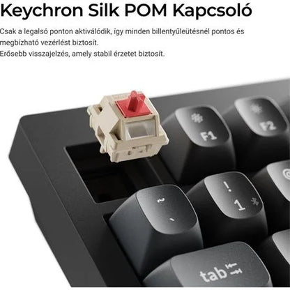 Keychron V6 Ultra 8K Bluetooth / vezeték nélküli magyar Silk POM Banana mechanikus billentyűzet fekete