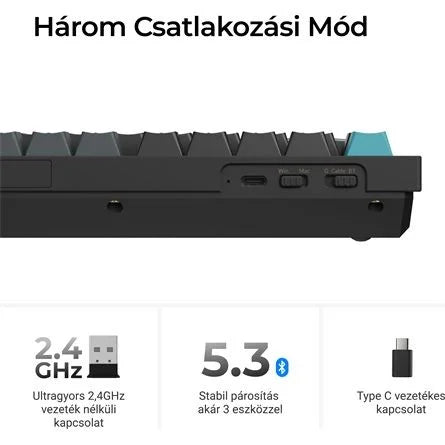 Keychron Q1 Ultra 8K Bluetooth / vezeték nélküli magyar Silk POM Red mechanikus billentyűzet fekete