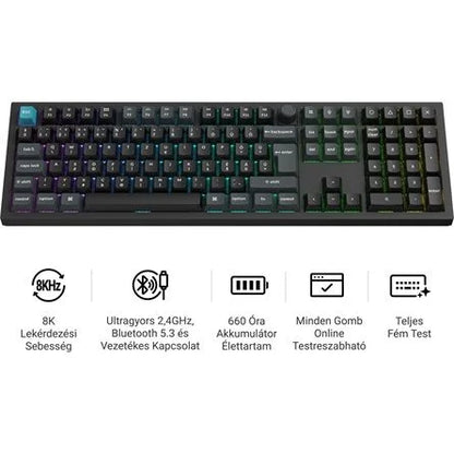 Keychron Q6 HE 8K USB magyar Ultra-fast Lime Magnetic mechanikus billentyűzet fekete