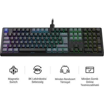 Keychron J5 HE 8K USB magyar Ultra-fast Lime Magnetic mechanikus billentyűzet fekete