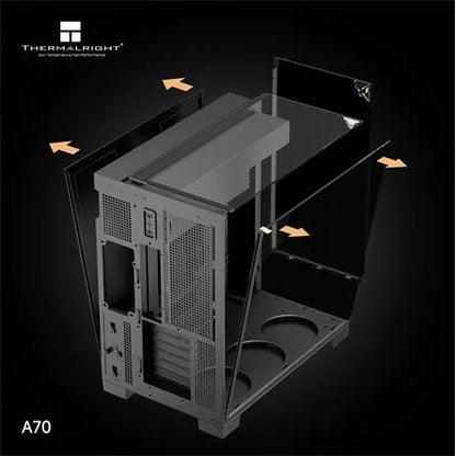 Thermalright A70 táp nélküli ablakos Mid Tower számítógépház fekete