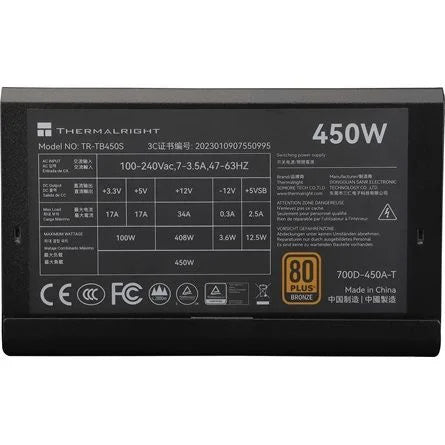 Thermalright TB-450S ATX desktop tápegység 450W 80+ Bronze BOX