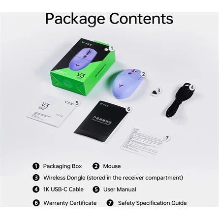 VXE Dragonfly V3 PRO optikai Bluetooth gaming egér lila