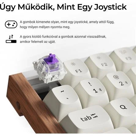 Keychron K2 HE Bluetooth / vezeték nélküli magyar Gateron double-rail magnetic mechanikus billentyűzet fehér-rózsafa