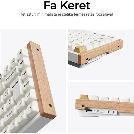 Keychron K2 HE Bluetooth / vezeték nélküli magyar Gateron double-rail magnetic mechanikus billentyűzet fehér-rózsafa