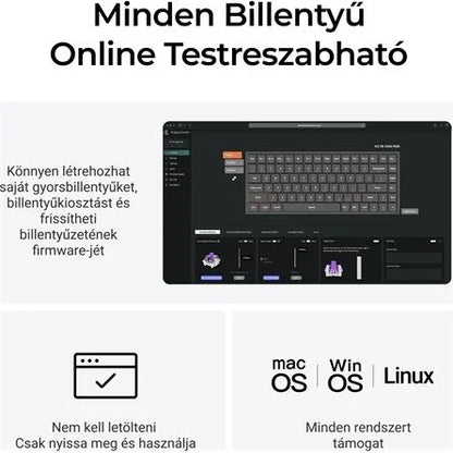 Keychron K2 HE Bluetooth / vezeték nélküli magyar Gateron double-rail magnetic mechanikus billentyűzet fehér-rózsafa