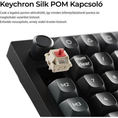 Keychron V0 Ultra 8K Bluetooth / vezeték nélküli Silk POM Brown mechanikus numerikus billentyűzet fekete