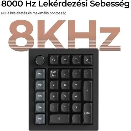 Keychron V0 Ultra 8K Bluetooth / vezeték nélküli Silk POM Brown mechanikus numerikus billentyűzet fekete