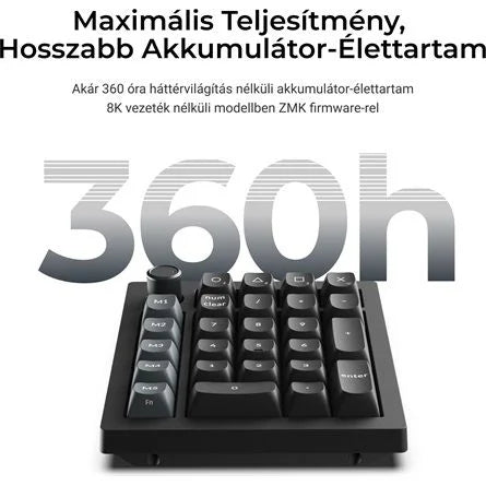 Keychron V0 Ultra 8K Bluetooth / vezeték nélküli Silk POM Brown mechanikus numerikus billentyűzet fekete