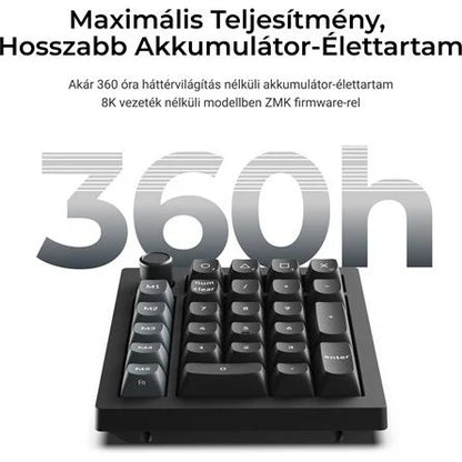 Keychron V0 Ultra 8K Bluetooth / vezeték nélküli Silk POM Brown mechanikus numerikus billentyűzet fekete