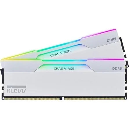 KLEVV CRAS V 32GB 6000MT/s DDR5 memória CL30 Kit of 2 AMD-re optimalizált fehér RGB