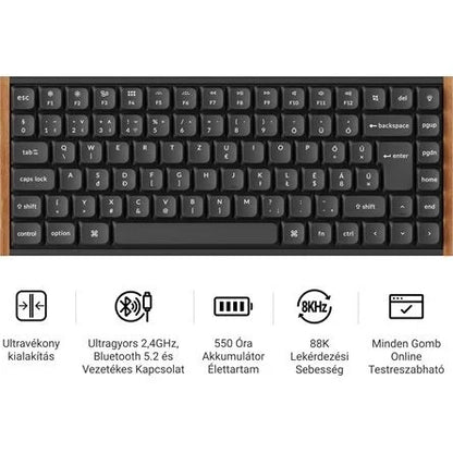Keychron K3 Ultra 8K Bluetooth / vezeték nélküli magyar Milk POM Banana mechanikus billentyűzet fekete