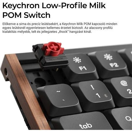Keychron K3 Ultra 8K Bluetooth / vezeték nélküli magyar Milk POM Banana mechanikus billentyűzet fekete