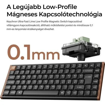 Keychron K3 HE Bluetooth / vezeték nélküli magyar Ultra-fast Lime Magnetic mechanikus billentyűzet fekete