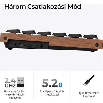 Keychron K3 HE Bluetooth / vezeték nélküli magyar Ultra-fast Lime Magnetic mechanikus billentyűzet fekete