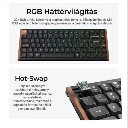 Keychron K3 HE Bluetooth / vezeték nélküli magyar Ultra-fast Lime Magnetic mechanikus billentyűzet fekete