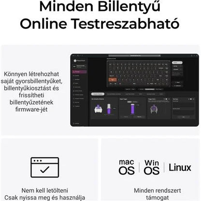 Keychron K3 HE Bluetooth / vezeték nélküli magyar Ultra-fast Lime Magnetic mechanikus billentyűzet fekete