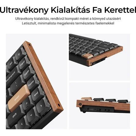 Keychron K3 HE Bluetooth / vezeték nélküli magyar Ultra-fast Lime Magnetic mechanikus billentyűzet fekete