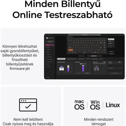 Keychron K3 HE Bluetooth / vezeték nélküli magyar Ultra-fast Lime Magnetic mechanikus billentyűzet fehér