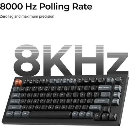 Keychron V1 Ultra 8K Bluetooth / vezeték nélküli magyar Silk POM Brown mechanikus billentyűzet fekete