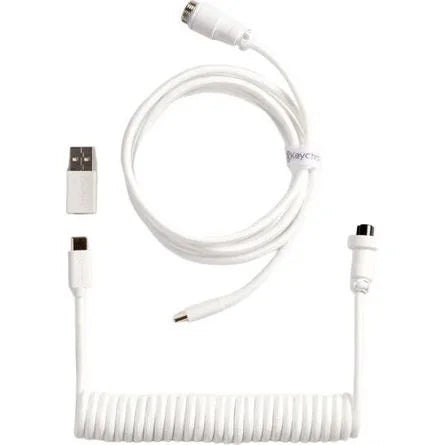 Keychron Coiled Aviator 8K USB-C -> 5-Pin (GX12) M/F adatkábel 1.7m fehér +A-C típusú adapter