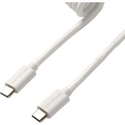 Keychron Coiled Aviator 8K USB-C -> 5-Pin (GX12) M/F adatkábel 1.7m fehér +A-C típusú adapter