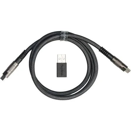 Keychron Double-Sleeved Geek 8K USB-C -> USB-C M/M adatkábel 1m fekete + USB-A/C adapter