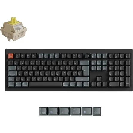 Keychron V6 Ultra 8K Bluetooth / vezeték nélküli magyar Silk POM Banana mechanikus billentyűzet fekete (Bontott!)