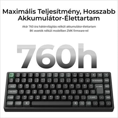Keychron K2 Ultra 8K Bluetooth / vezeték nélküli magyar Apex Brown mechanikus billentyűzet fekete