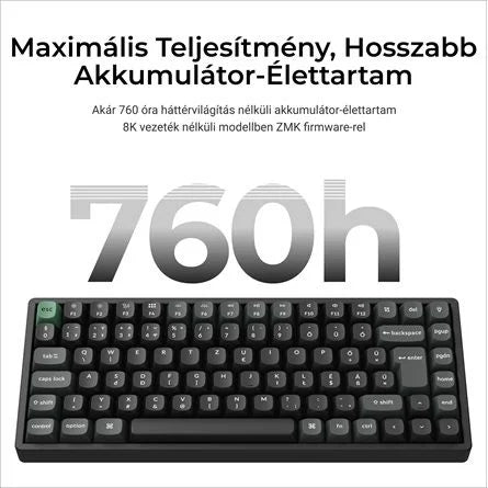 Keychron K2 Ultra 8K Bluetooth / vezeték nélküli magyar Apex Banana mechanikus billentyűzet fekete