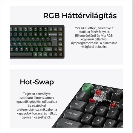 Keychron K2 Ultra 8K Bluetooth / vezeték nélküli magyar Apex Banana mechanikus billentyűzet fekete